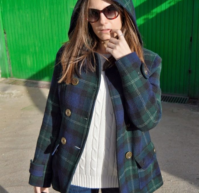 A green & blue plaid coat