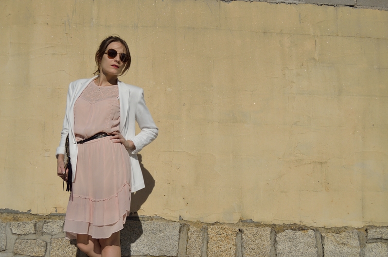 Soft pink dress outfit